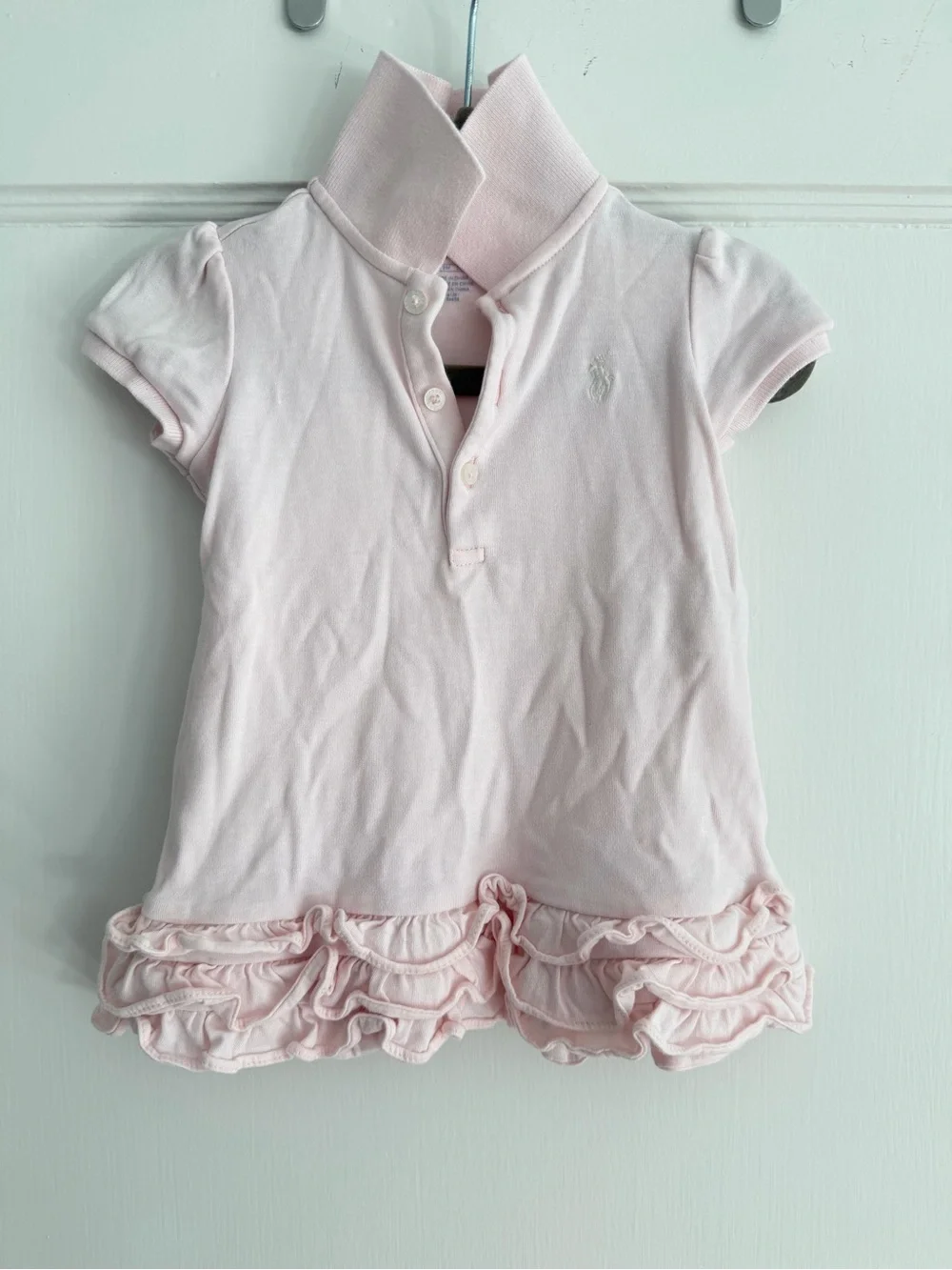 Ralph Lauren Baby Girls' Light Pink Polo Dress Top Set, 9MO